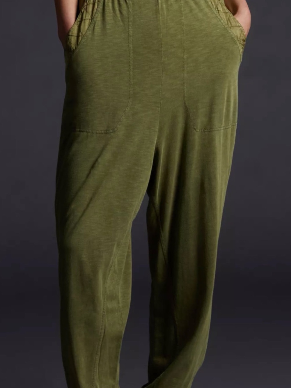 Daily Practice Anthropologie Harem Pants Joggers Sweats Olive Green Women's L